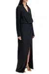 Attico Black Long Sleeve Midi Dress With Side Slit