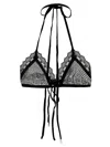 Attico Black Mesh Bra With Rhinestone In Black