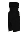 Attico Womens Black Engraved-hardware Bandeau Wool Mini Dress In Black
