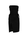 Attico Womens Black Engraved-hardware Bandeau Wool Mini Dress In Black
