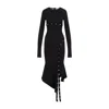 Attico Asymmetric Dress With Snap Buttons In Black
