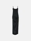 Attico Satin Long Dress With Adjustable Straps In Black