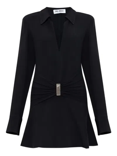 Attico Black Mini Dress With Deep V-neckline