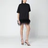 Attico Mini Dress Feather Trim Round Neckline In Black