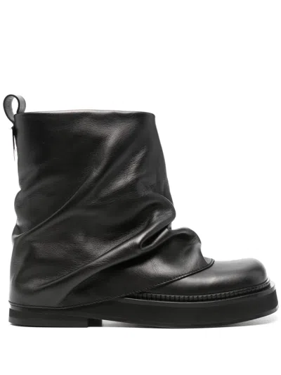 ATTICO BLACK MINI LEATHER BOOTS