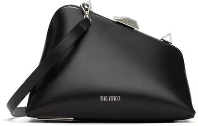 Attico '8.30 Pm' Black Clutch With Logo Lettering On The Front And Asymmetric Design In Leather Woman