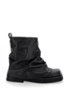 Attico 'mini Robin' Black Ankle Boots With Logo Plaque On The Rear And Pull-tab At The Heel