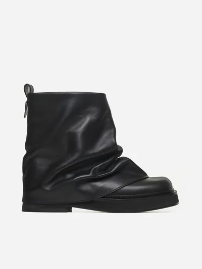 ATTICO MINI ROBIN COMBAT LEATHER ANKLE BOOTS