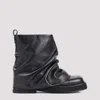 Attico Solid Color Leather Boots With Squared Toe In Black