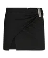 Attico Womens Black Wrap Midi-waist Stretch-wool Mini Skirt In Black