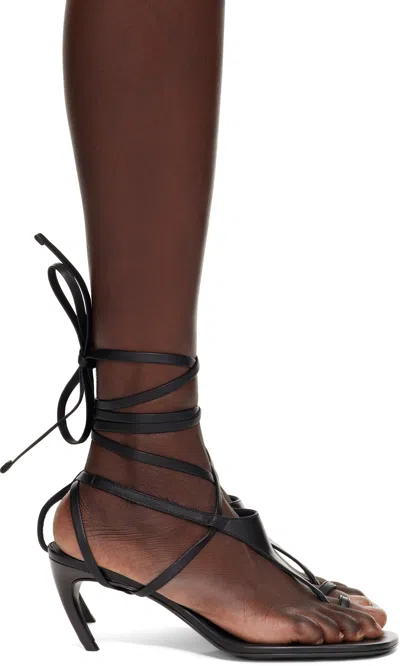 ATTICO BLACK NOVA THONG HEELED SANDALS