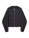 Attico Black Nylon Hooded Bomber Jacket In Black