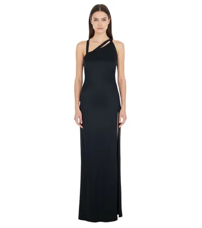 Attico Black One Shoulder Maxi Dress