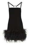 Attico Fujiko Feather-trimmed Minidress In Black