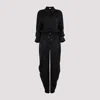 Attico Long-sleeved Satin Overall In Black