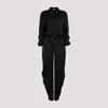 Attico Long-sleeved Satin Overall In Black