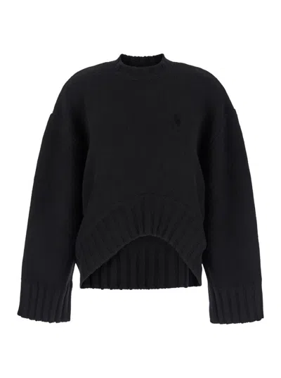 Attico Black Oversize Sweater In Wool And Cashmere
