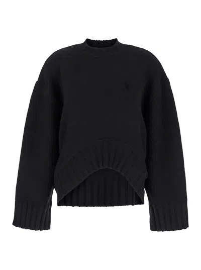 ATTICO BLACK OVERSIZE SWEATER IN WOOL AND CASHMERE WOMAN