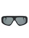 Attico Oversize Rectangular Sunglasses Thick Arms In Black
