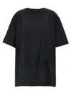Attico Black Oversized T-shirt With Moulded Split In Blue