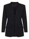 Attico Padded-shoulder Wool Blazer In Black