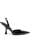 ATTICO BLACK PATENT SQUARE TOE SLINGBACK PUMPS FOR WOMEN