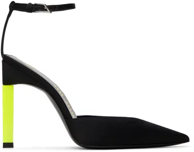 Attico Black Perine Slingback Heels In 468 Black/fluo Yello