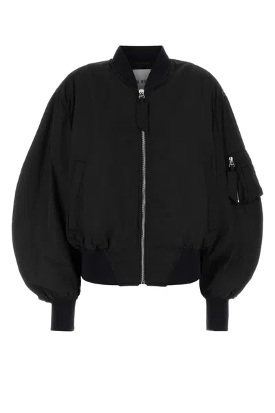 Attico Black Polyester Oversize Bomber Jacket