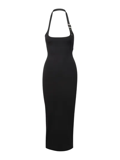Attico Black Rayon Blend Midi Dress