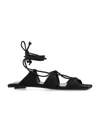Attico Flat Lace-up Strappy Sandal In Black