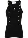 Attico Black Cotton Tank Top In Black