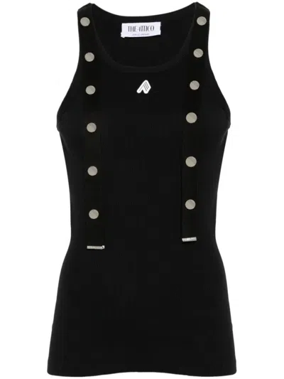 ATTICO BLACK RIBBED COTTON TANK TOP