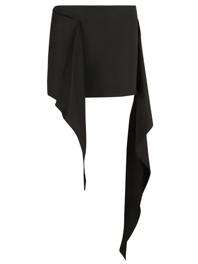 Attico Riley Asymmetric Miniskirt In Black