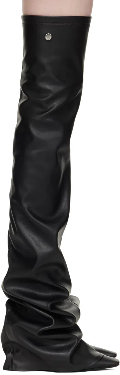 ATTICO BLACK ROBIN OTK THIGH HIGH BOOTS