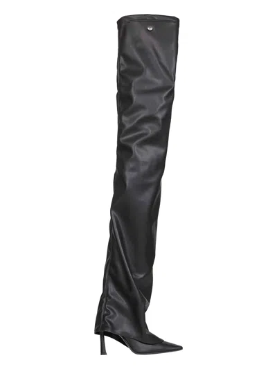 Attico Black "robin Otk" Thigh-high Boots
