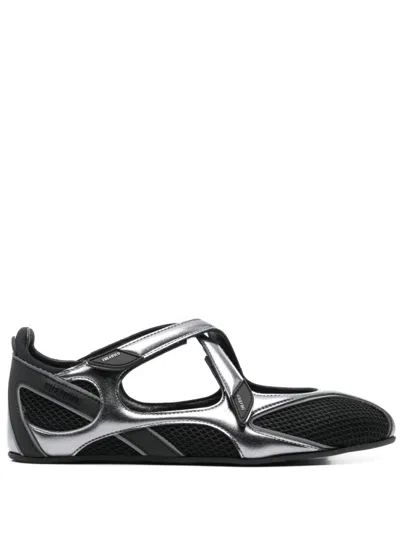 ATTICO BLACK ROUND TOE BALLET FLATS