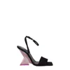 Attico Black Satin Stiletto Heels Sandals In Black