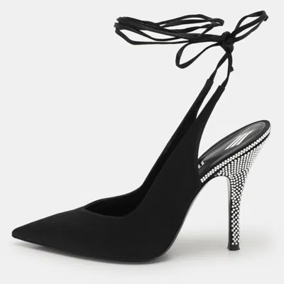 Pre-owned Attico Black Satin Venus Ankle Wrap Pumps Size 41