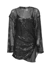 Attico Sequin Embellished Mesh Mini Dress In Black