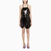 Attico Sequined Mini Dress With Front Slit In Black