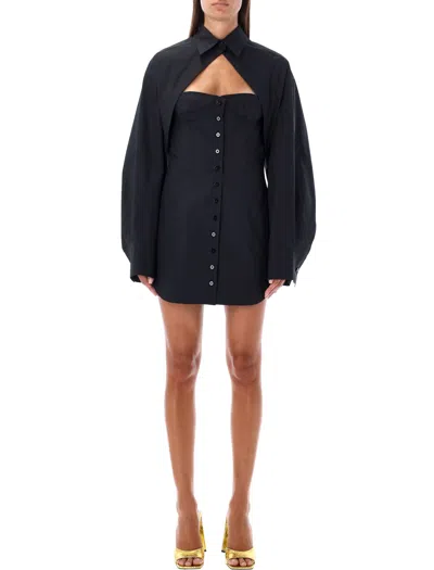 Attico Shirt Mini Dress In Black