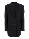 Attico Gabardine Single Breasted Blazer In Black