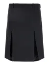 Attico Black Skirt With Two Front Slits And Logo Plaque On The Rear In Wool Woman In Black