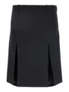 Attico Black Skirt With Two Front Slits And Logo Plaque On The Rear In Wool Woman In Black