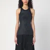 Attico Fitted Black Cotton Top With All-over Paillettes In Black