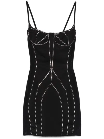 Attico Black Spaghetti-strap Mini Dress