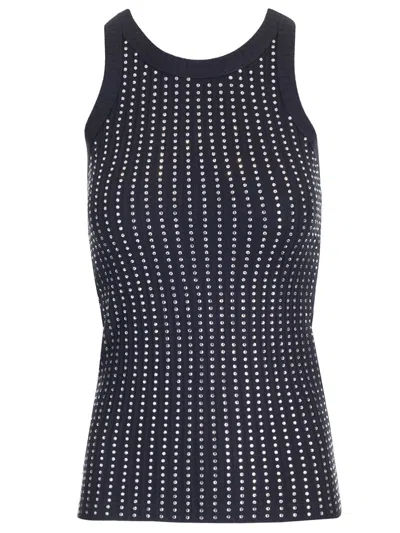 ATTICO BLACK TANK TOP WITH STRASS
