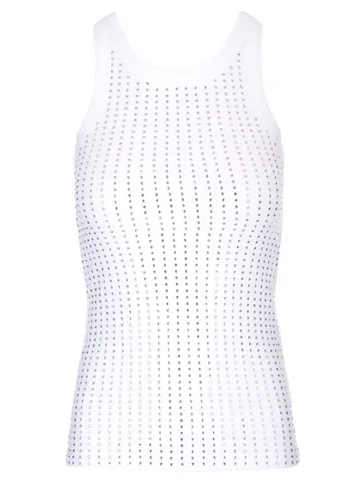 Attico Black Tank Top With Strass Tops White
