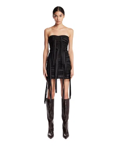 Attico Black Tulle Bustier Minidress In Black Nero   #000000
