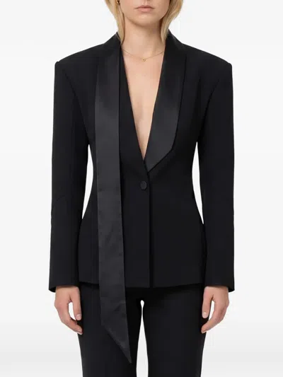 Attico Long Sleeve Jacket Tailored Fit Satin Lapel In Multi